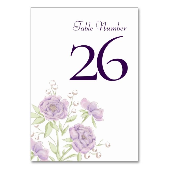 Numeração De Mesa Casamento de Rosa Roxa Lavanda (Frente)