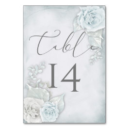 Numeração De Mesa Casamento de Rosas Brancas e Azuis Pálidas