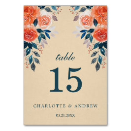 Numeração De Mesa Casamento de Rosas de Laranja Elegante