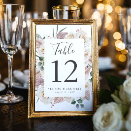Numeração De Mesa Casamento de Rosas e Orquídeas em Aquarela