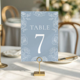 Numeração De Mesa Casamento de Rosas Franceses Azuis Modernos