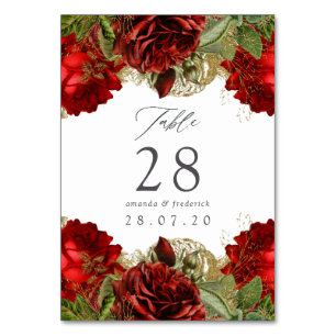 Numeração De Mesa Casamento de Rosas ruivos e Dourados