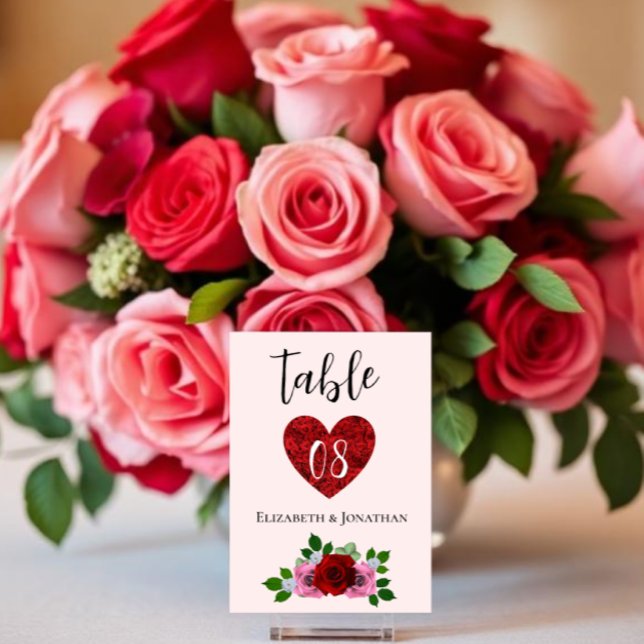 Numeração De Mesa Casamento de Rosas Vermelhas e Rosas (Criador carregado)