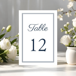 Numeração De Mesa Casamento de Script Azul do Marinho Elegante Moder