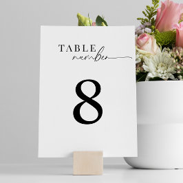 Numeração De Mesa Casamento de Script Branco e Preto Clássico Elegan