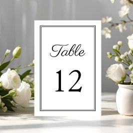 Numeração De Mesa Casamento De Script Branco E Preto Moderno