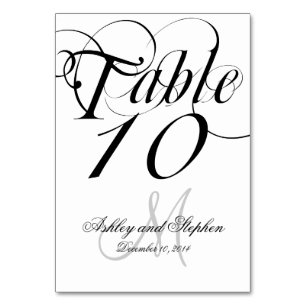 Numeração De Mesa Casamento de Script Branco Preto