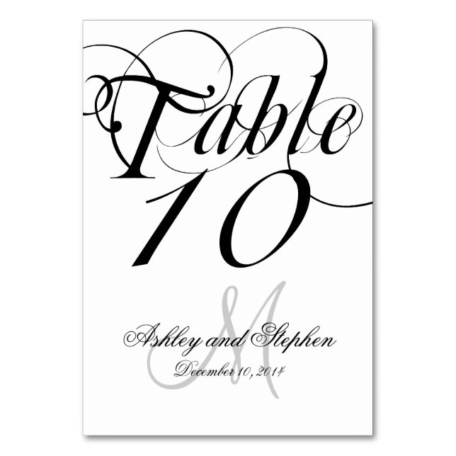 Numeração De Mesa Casamento de Script Branco Preto (Frente)