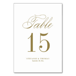 Numeração De Mesa Casamento de Script Clássico Elegante Dourado