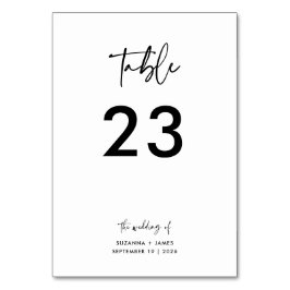 Numeração De Mesa Casamento de Script de Caligrafia Branca Mínima Pr