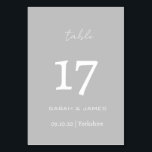 Numeração De Mesa Casamento de Script de Cinza Minimalista Personali<br><div class="desc">Placa de Número de Tabela Personalizada do Script de Fonte Branco para Cinzas Elegantes</div>