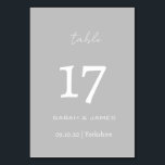 Numeração De Mesa Casamento de Script de Cinza Minimalista Personali<br><div class="desc">Placa de Número de Tabela Personalizada do Script de Fonte Branco para Cinzas Elegantes</div>