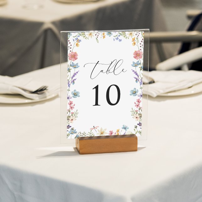 Numeração De Mesa Casamento de Script de Flor Selvagem Elegante (Criador carregado)
