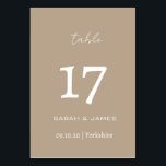Numeração De Mesa Casamento de Script de Taupe Minimalista Personali<br><div class="desc">Placa de Número de Tabela Personalizada de Script de Taupe Elegante</div>