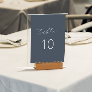 Numeração De Mesa Casamento de Script do Monograma Azul do Marinho F