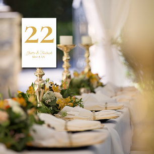 Numeração De Mesa Casamento de Script Dourado da Elegância Simples d