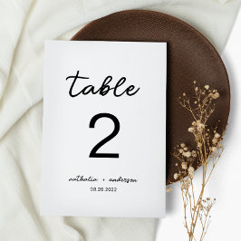 Numeração De Mesa Casamento de Script Elegante Branco Simples