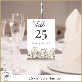 Numeração De Mesa Casamento de Script Elegante de Flores Selvagens A