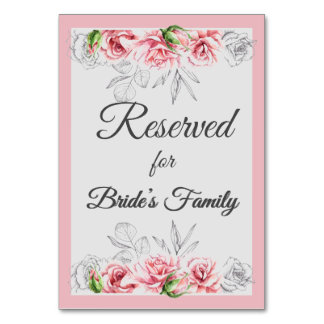 Numeração De Mesa Casamento de Script Floral de Cinza Rosa Elegante