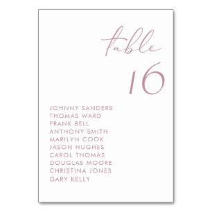 Numeração De Mesa Casamento de Script Manuscrito Mauve Modern