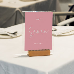Numeração De Mesa Casamento de Script Manuscrito Moderno Pink Chic P