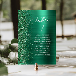 Numeração De Mesa Casamento de Script Metálico de Glitter Glam Verde