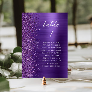 Numeração De Mesa Casamento De Script Metálico Glam Purple Glitter