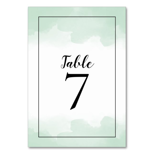 Numeração De Mesa Casamento de Script Preto com Molas Verdes Mint (Frente)