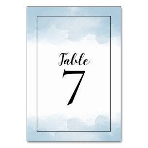Numeração De Mesa Casamento de Script Preto de Cores Azuis Claras