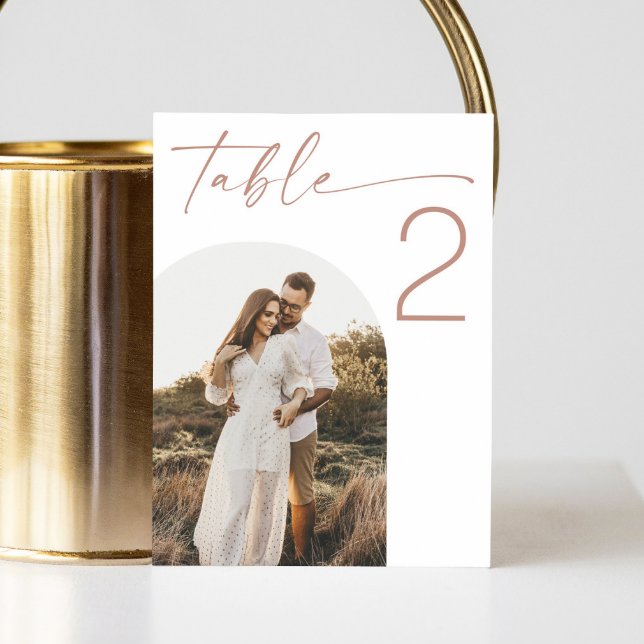 Numeração De Mesa Casamento de Script Rosa-Blush | Foto de Arch Mini (Criador carregado)