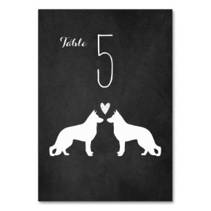 Numeração De Mesa Casamento de Silhouettes German shepherd Brancos