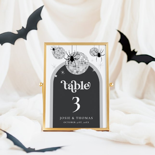 Numeração De Mesa Casamento de Spiders e Bola de Disco Retro Hallowe (Criador carregado)