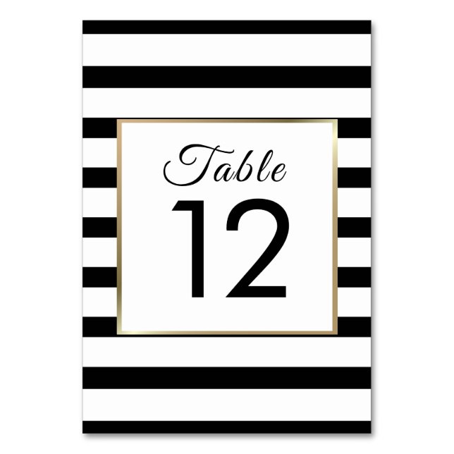 Numeração De Mesa Casamento de Stripe Clássico | Faux Gold Foil (Frente)