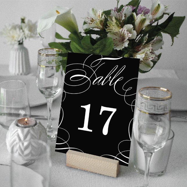 Numeração De Mesa Casamento de Swash Clássico Elegante Clássico Mode (Modern Classic Elegant Calligraphy Script Swash Wedding Card @ fatfatin_blue_knot)