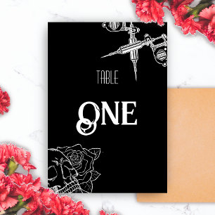Numeração De Mesa Casamento de Tatuagem do Crânio Negro e Branco