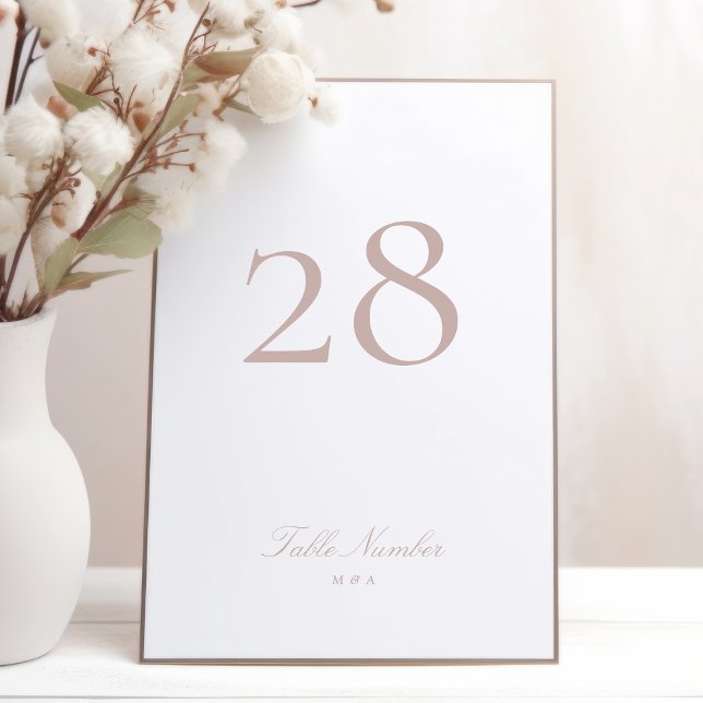Numeração De Mesa Casamento de Taupe Rosa Clássico com Caligrafia (Criador carregado)