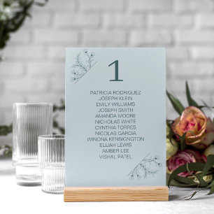 Numeração De Mesa Casamento de Teal Floral Elegante