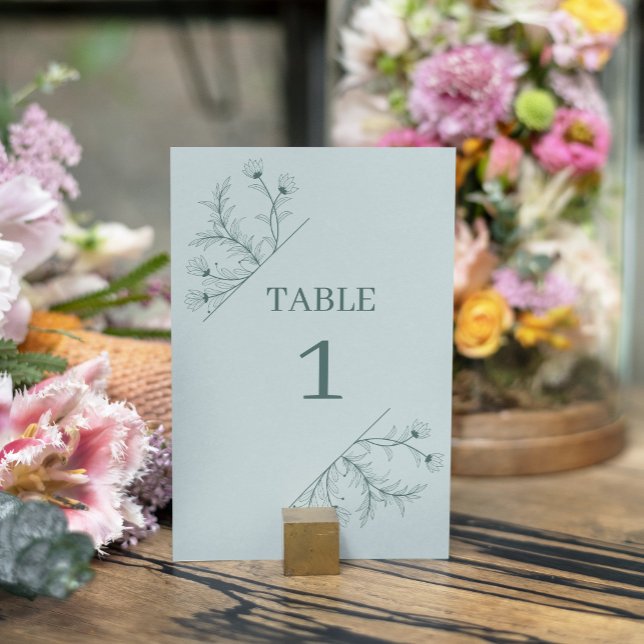 Numeração De Mesa Casamento de Teal Floral Elegante (Criador carregado)