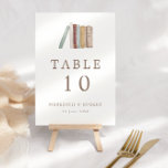 Numeração De Mesa Casamento de Tema de Livros Aquarela<br><div class="desc">Cartões de números de mesas de casamento encantadores,  perfeitos para um casamento de livros ou de temas de biblioteca. A design apresenta uma ilustração aquarela de livros em cores de tons de terra neutros. Adicione o número da tabela e personalize com seus detalhes em marrom escuro.</div>