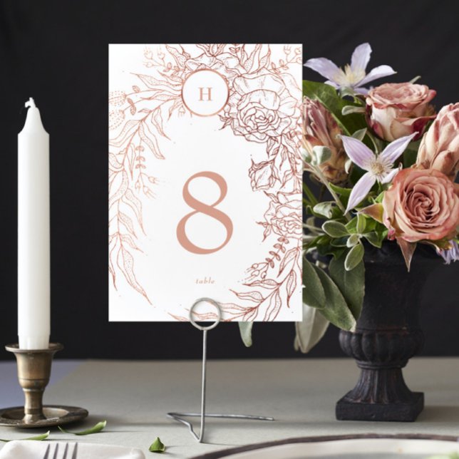 Numeração De Mesa Casamento de terra personalizada com Rosa Dourada  (Criador carregado)