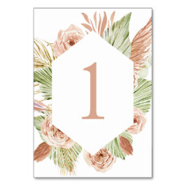Numeração De Mesa Casamento de terracota floral Boho, palmeira e pam