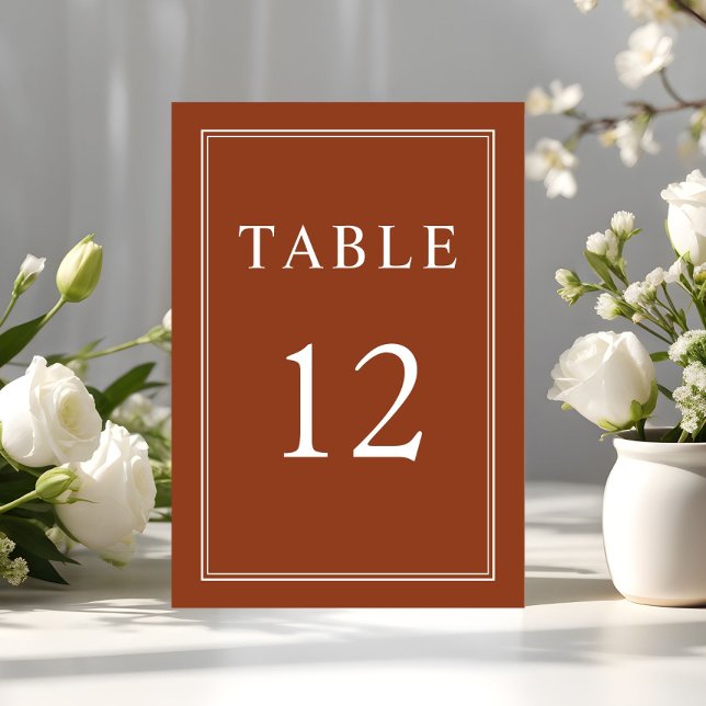 Numeração De Mesa Casamento de Terracotta Elegante Moderno (Modern Elegant Terracotta Wedding Table Number)
