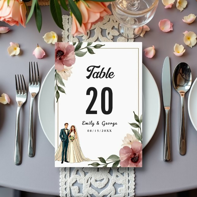 Numeração De Mesa Casamento de Verão com Casal Floral Rustic Waterco (Criador carregado)