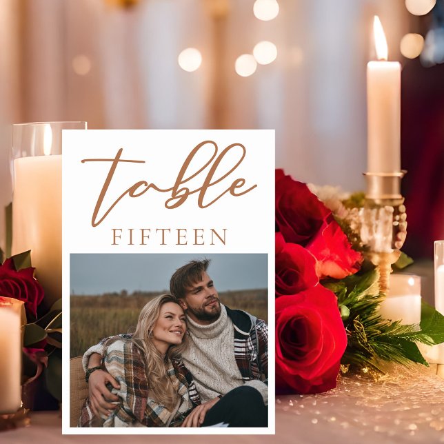 Numeração De Mesa Casamento de Verão com Foto do Casal Sienna Brown (Criador carregado)