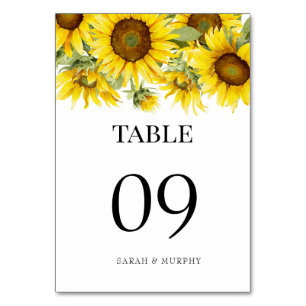 Numeração De Mesa Casamento de Verão com Girassóis Elegantes