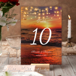 Numeração De Mesa Casamento de Verão das Luzes de Praia Sunset Elega