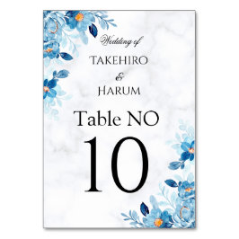 Numeração De Mesa Casamento de verão de flor elegante azul
