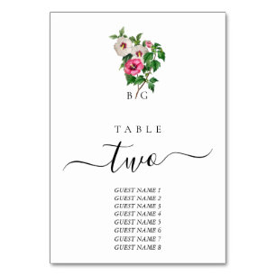 Numeração De Mesa Casamento de Verão de Hibiscus Tropical Watercolor