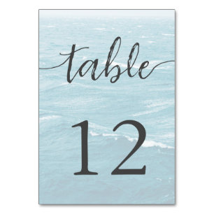 Numeração De Mesa Casamento de verão pelo mar azul ondulado, ombre o