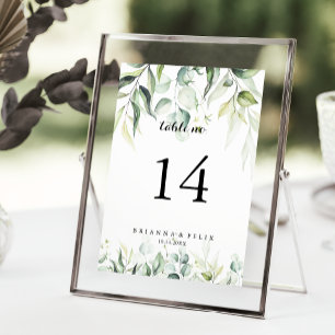 Numeração De Mesa Casamento de Watercolor Eucalyptus Greenery